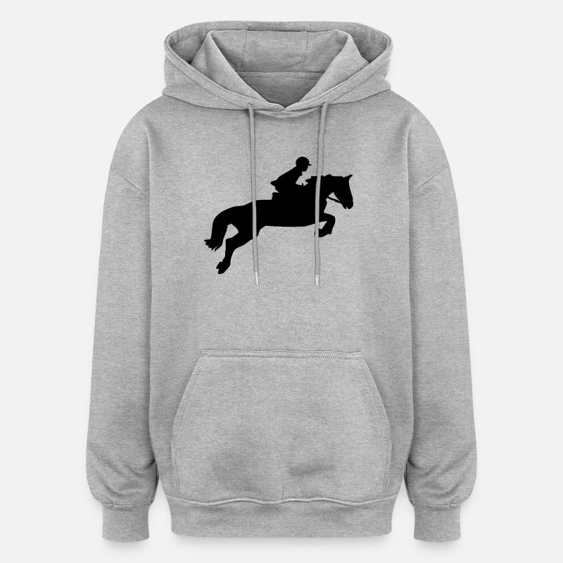 Un cheval sautant - Sweat à capuche oversize unisexe - gris chiné