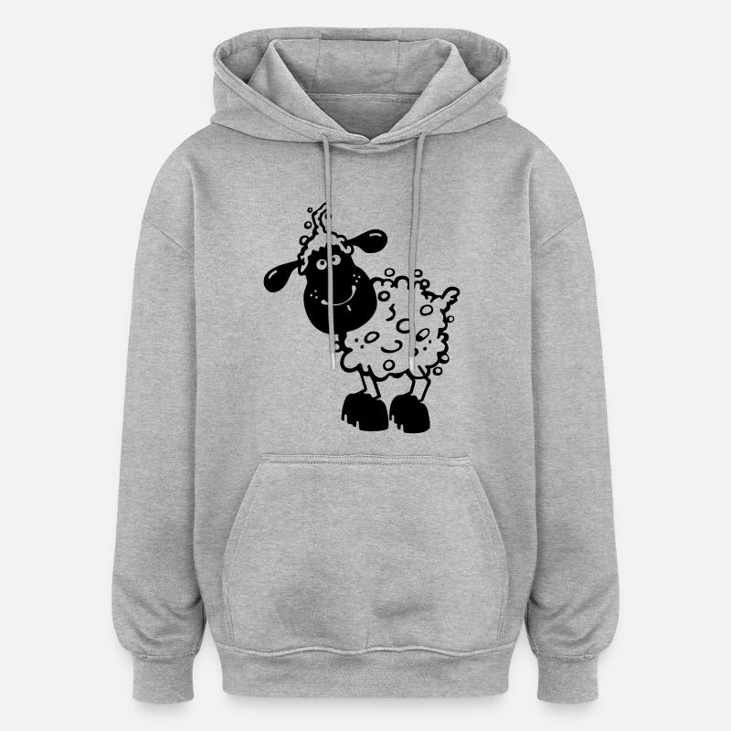 Petit mouton - Ferme - Sweat à capuche oversize unisexe - gris chiné