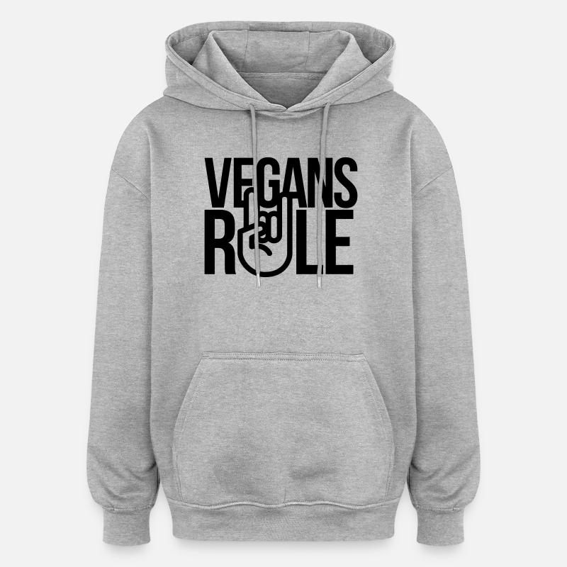 vegans rule - Sweat à capuche oversize unisexe - gris chiné