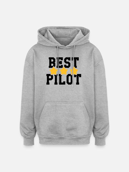 Best Pilot - Sweat à capuche oversize unisexe - gris chiné