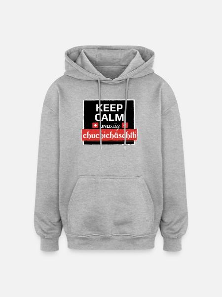 KeepCalm und Schweizerdeutsch - Oversized Unisex Hoodie - Grau meliert