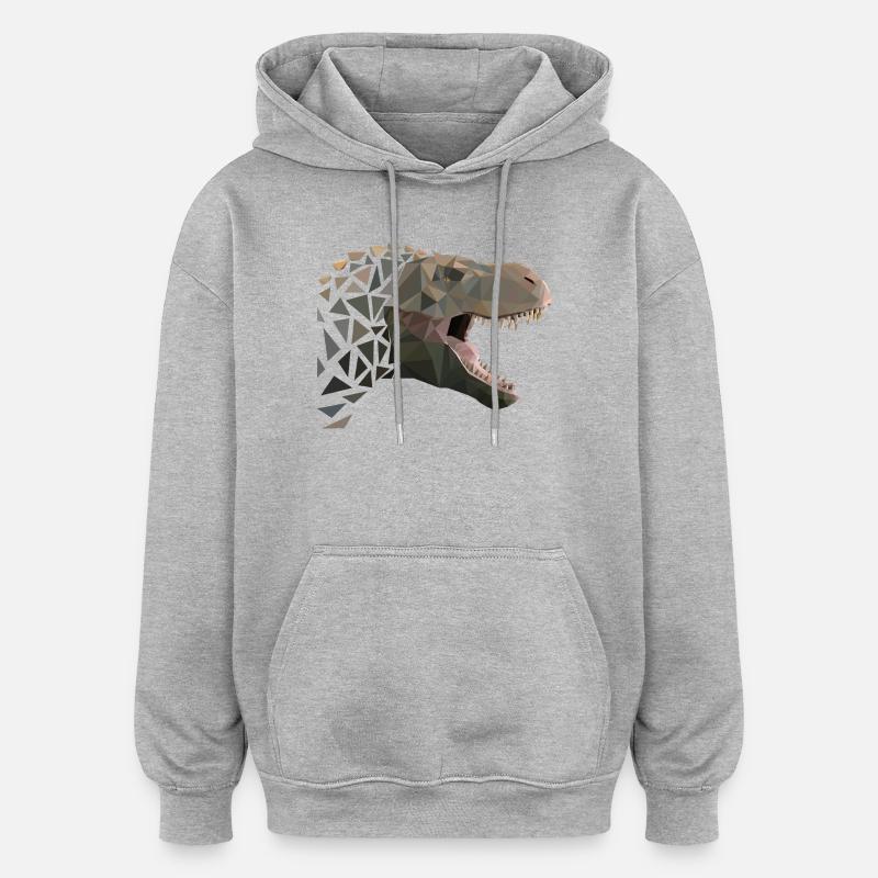 Polygone T-Rex / Tyrannosaurus Rex - Sweat à capuche oversize unisexe - gris chiné