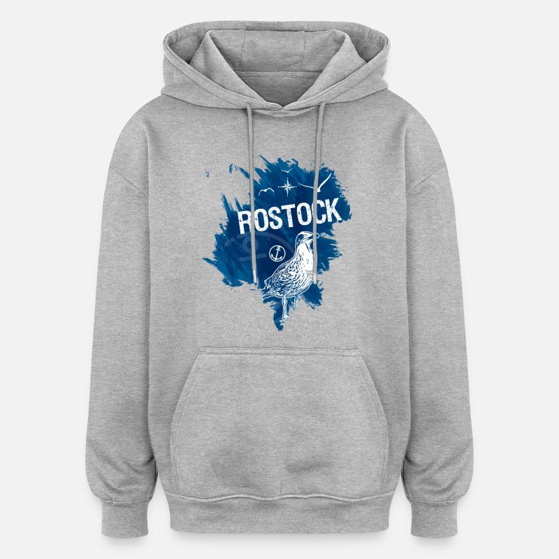 Rostock Baltic Seagulls bleu blanc - Sweat à capuche oversize unisexe - gris chiné