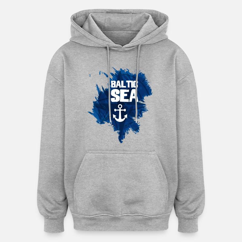 Mer Baltique - Sweat à capuche oversize unisexe - gris chiné