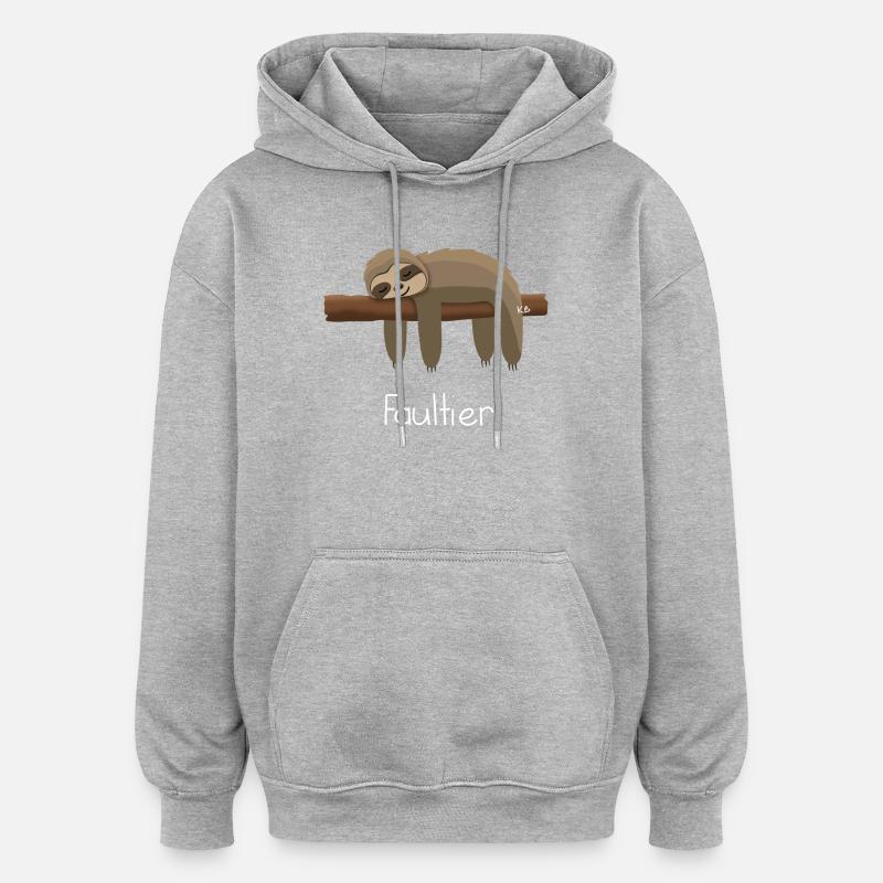 Faultier - Oversized Unisex Hoodie - Grau meliert