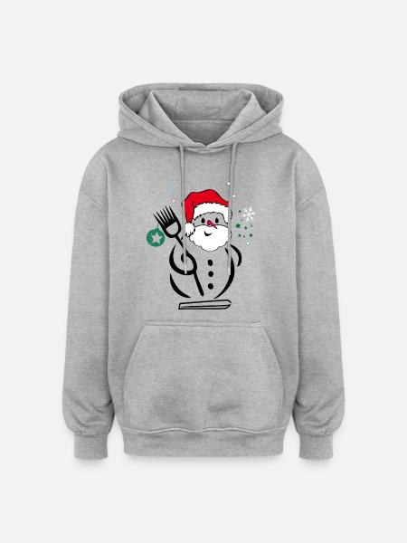 Snowman, Santa Claus - Oversized Unisex Hoodie - heather grey