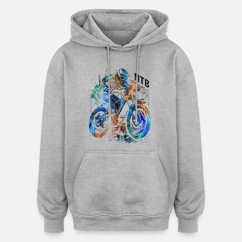 VTT - VTT - Descente VTT - Sweat à capuche oversize unisexe - gris chiné