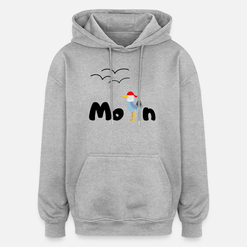 moin möwe - Oversized Unisex Hoodie - Grau meliert