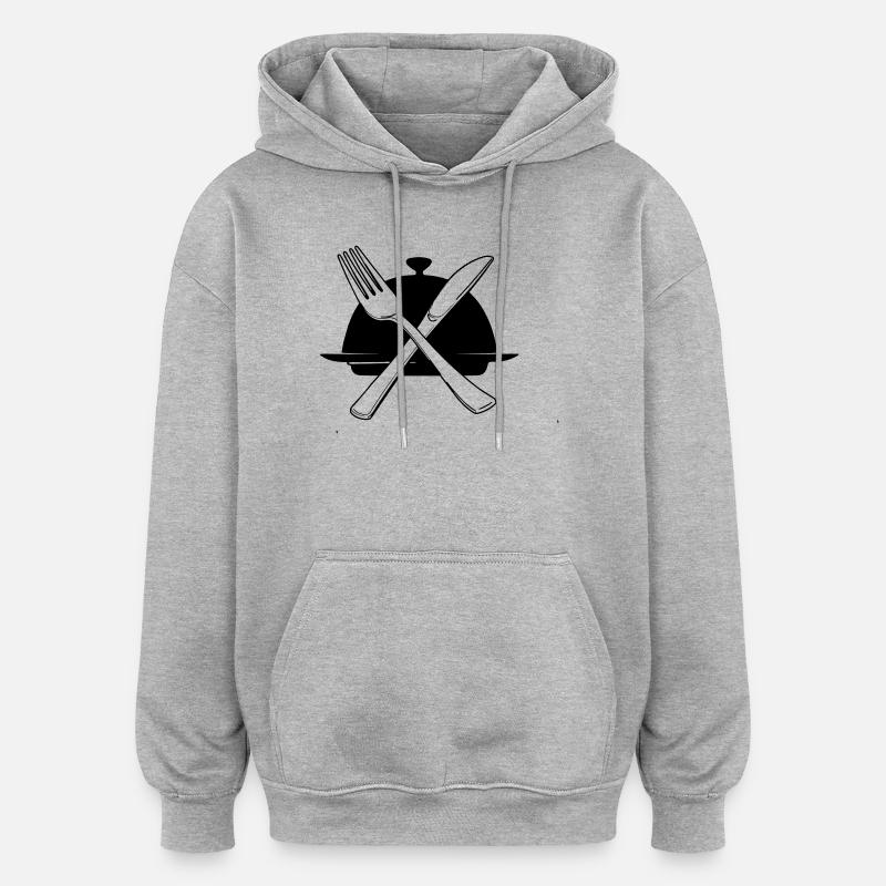 Bowl with knife and fork - Oversized Unisex Hoodie - heather grey