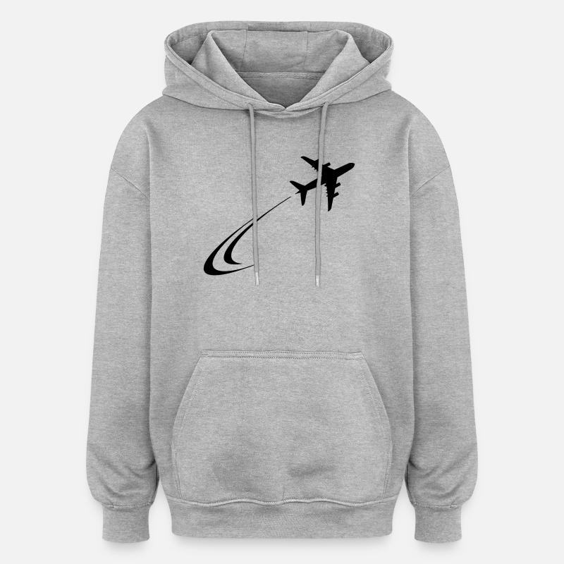 L’avion s’envole - Sweat à capuche oversize unisexe - gris chiné