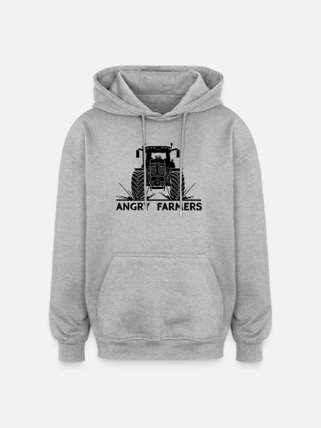 Traktor-Protest Wütende Bauern - Oversized Unisex Hoodie - Grau meliert