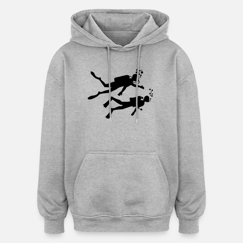 Zwei Unterwassertaucher - Oversized Unisex Hoodie - Grau meliert