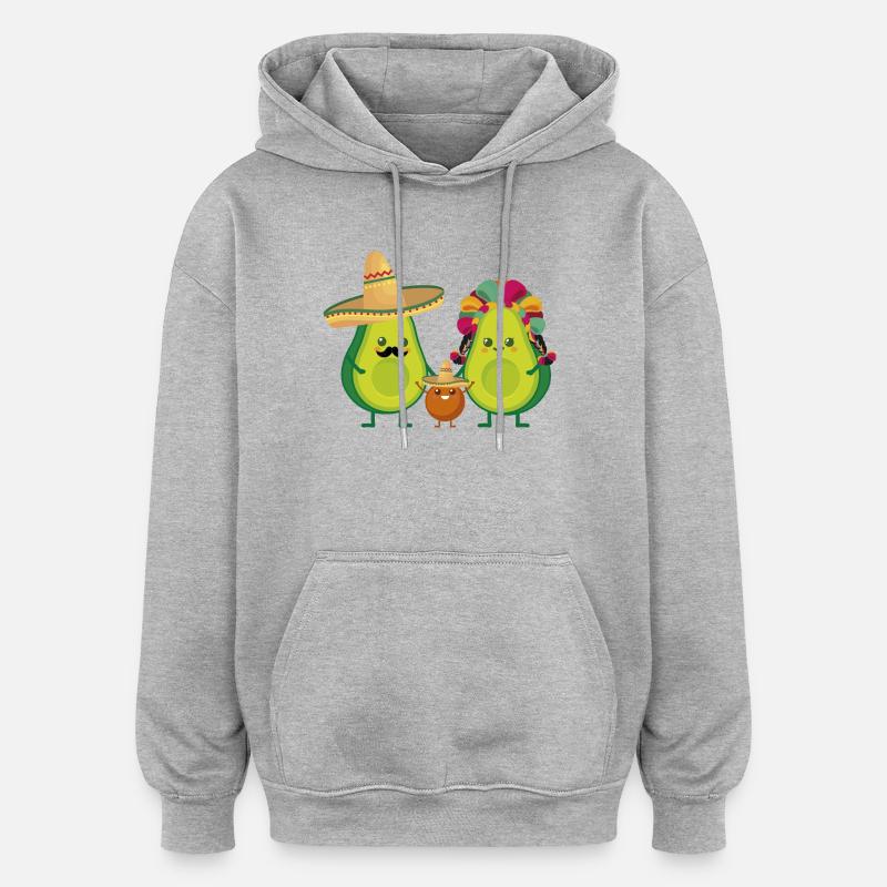 Avocat mexicain - Sweat à capuche oversize unisexe - gris chiné