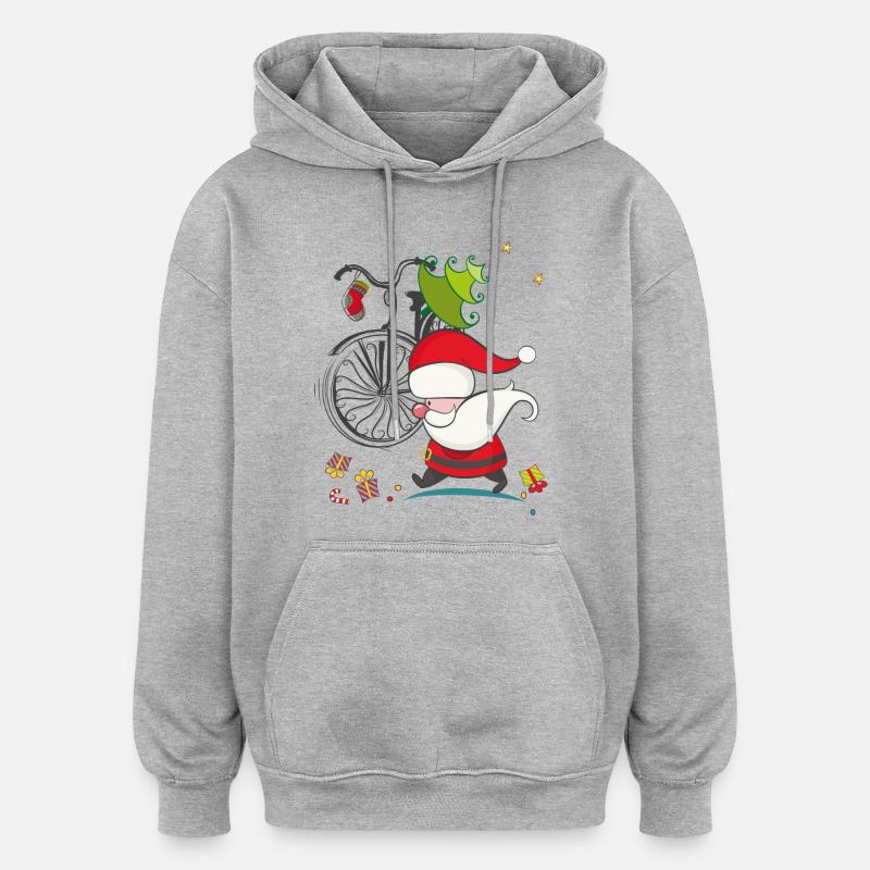 Le Père Noël sous pression - Sweat à capuche oversize unisexe - gris chiné