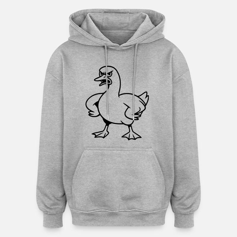 Oie en colère - Sweat à capuche oversize unisexe - gris chiné