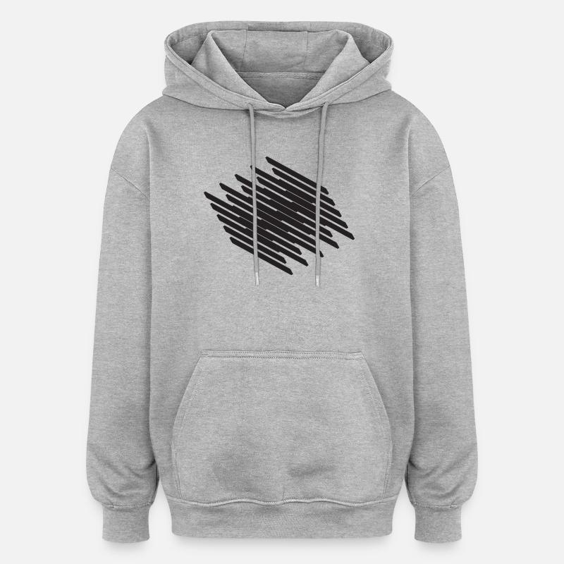 Diagonal Scribble Monochrome Pattern - Oversized Unisex Hoodie - heather grey