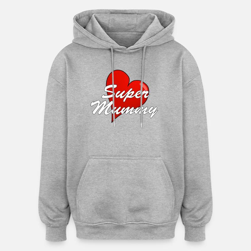 SUPER MAMAN - Sweat à capuche oversize unisexe - gris chiné