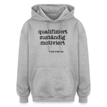 Zwei von drei - Oversized Unisex Hoodie - Grau meliert - Vorne - Noah (186cm)