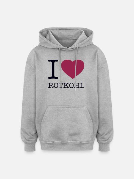 I love Rotkohl - Oversized Unisex Hoodie - Grau meliert