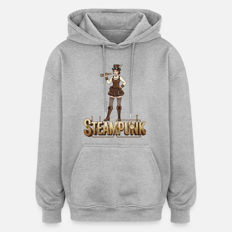 Steampunk - Sweat à capuche oversize unisexe - gris chiné