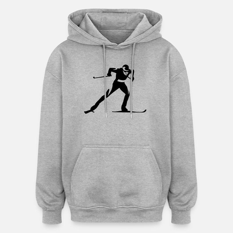 Ski de fond - Sweat à capuche oversize unisexe - gris chiné
