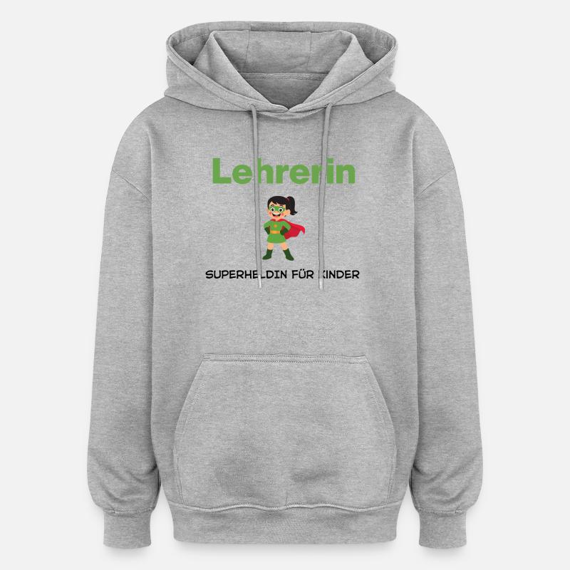 Enseignant – Super-héros pour enfants - Sweat à capuche oversize unisexe - gris chiné