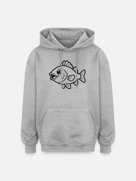Süßer Barsch Fisch Comic Ausmalen - Oversized Unisex Hoodie - Grau meliert