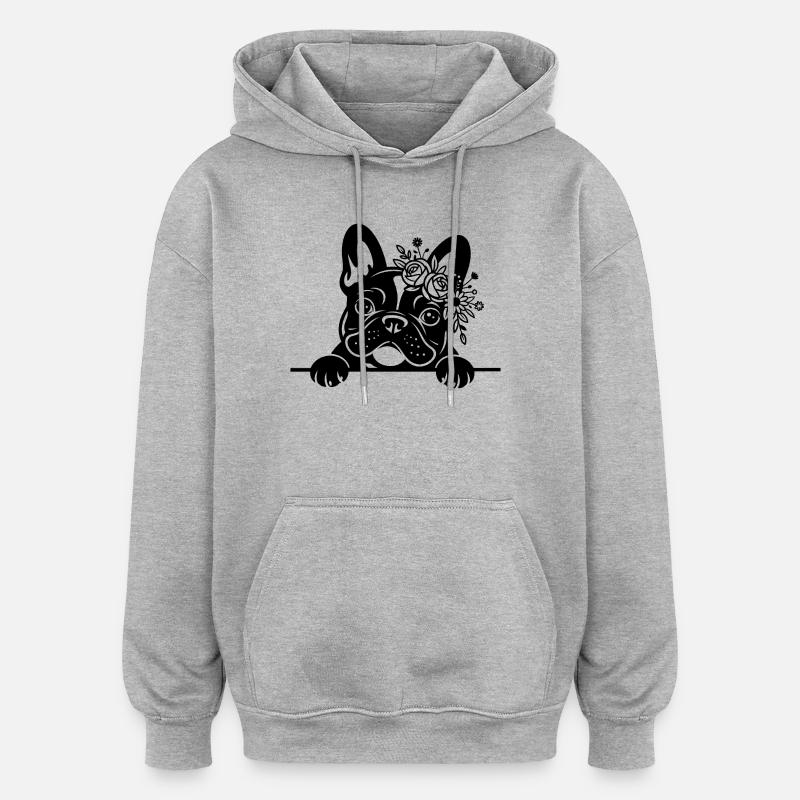Bouledogue français - Sweat à capuche oversize unisexe - gris chiné
