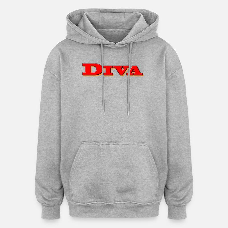 DIVA - Oversized Unisex Hoodie - Grau meliert