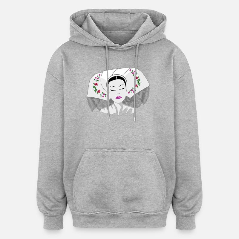 DELNJOSERBOWKA - blanc - Sweat à capuche oversize unisexe - gris chiné