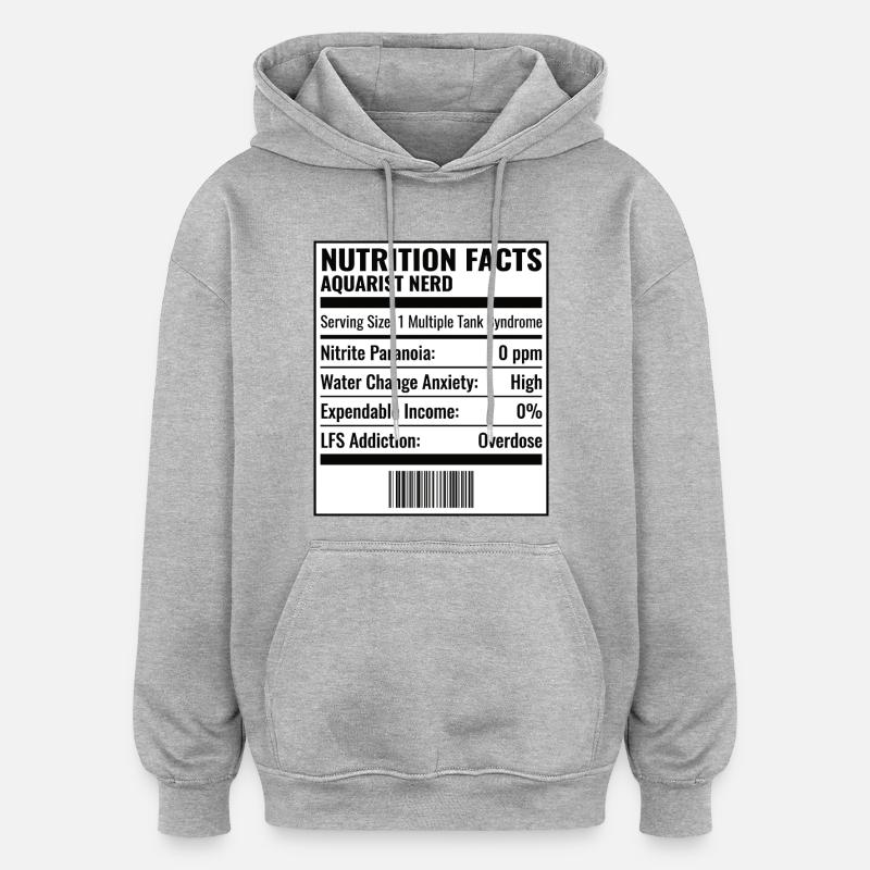 Aquarium de Faits Nutritionnels - Sweat à capuche oversize unisexe - gris chiné
