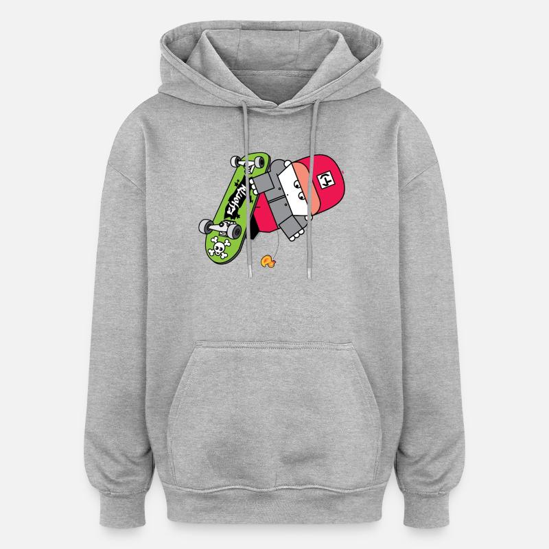 Graphique néon Skate Panda - Sweat à capuche oversize unisexe - gris chiné