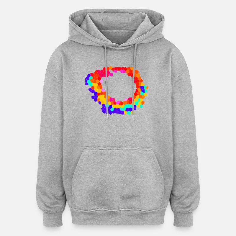 Orbite mosaïque de Voronoi - Sweat à capuche oversize unisexe - gris chiné