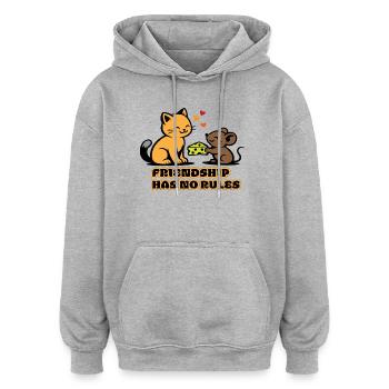 Freundschaft Ohne Regeln Katze Maus - Oversized Unisex Hoodie - Grau meliert - Vorne - Noah (186cm)