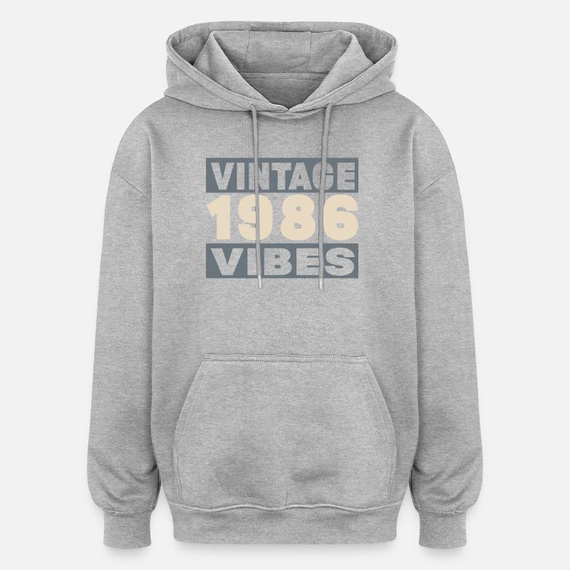 anniversaire 1986 - 40 ans - Sweat à capuche oversize unisexe - gris chiné