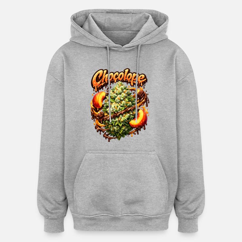 Gravure graffiti Chocolope Peach - Sweat à capuche oversize unisexe - gris chiné