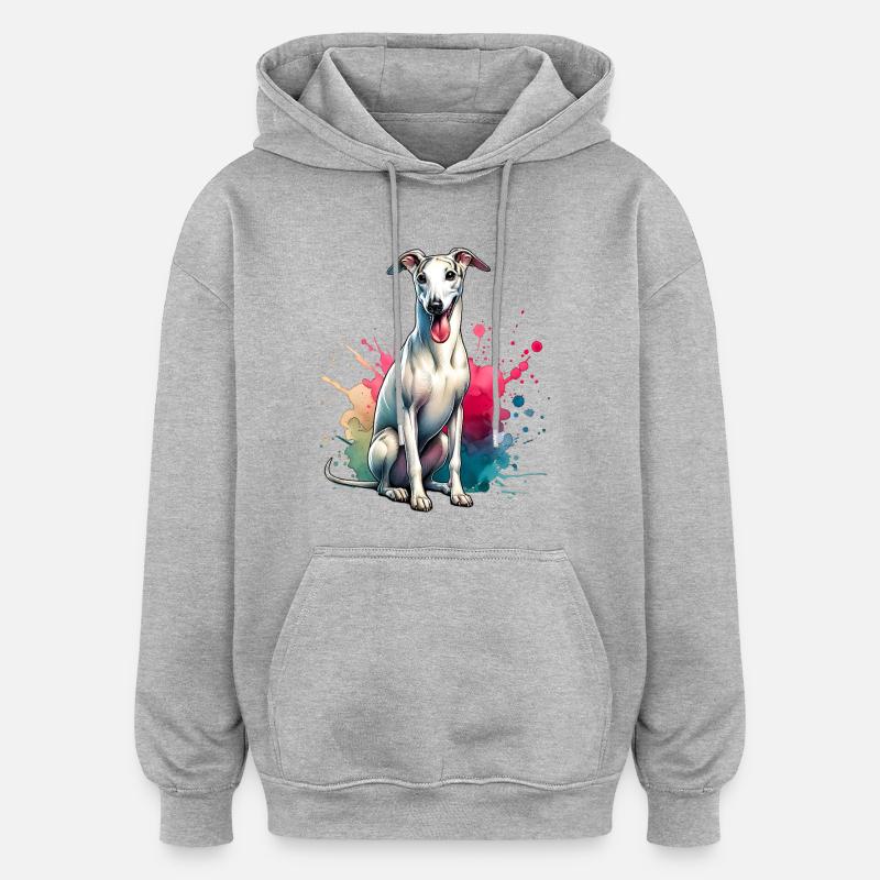 Don du lévrier - Sweat à capuche oversize unisexe - gris chiné