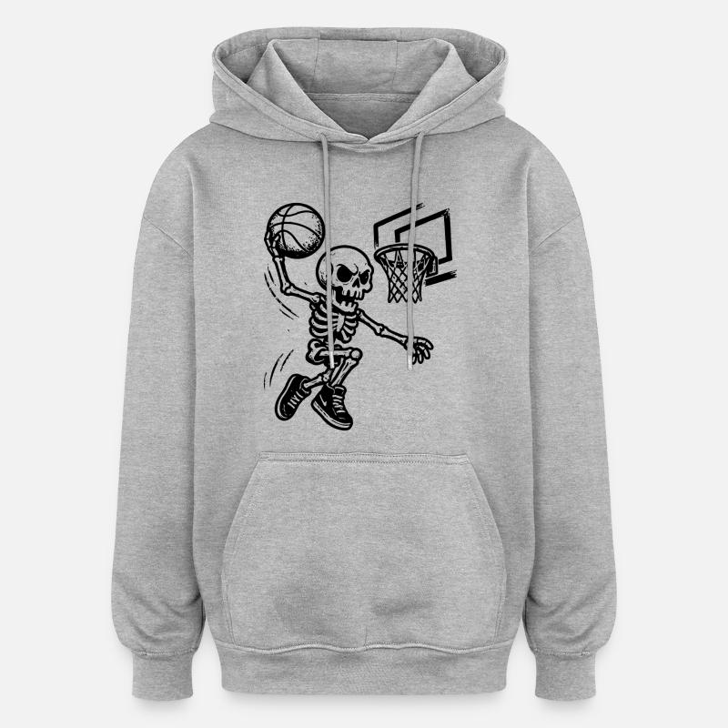 Dunking squelette de basket-ball - Sweat à capuche oversize unisexe - gris chiné