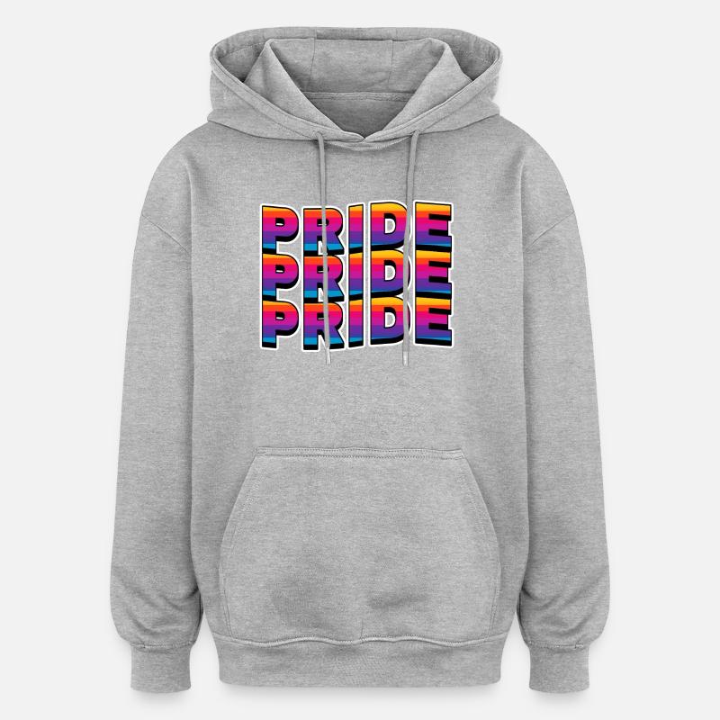 Pride Rainbow Lettering - Oversized Unisex Hoodie - heather grey