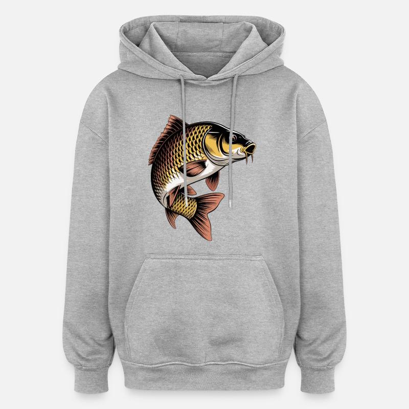Springender Karpfen - Oversized Unisex Hoodie - Grau meliert
