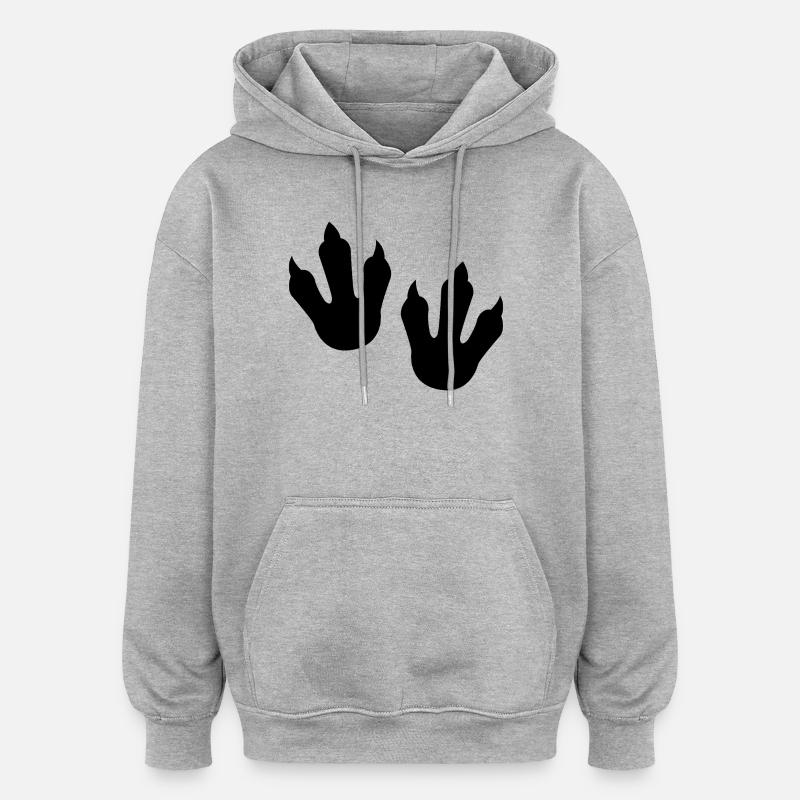 Empreintes de dinosaures - Sweat à capuche oversize unisexe - gris chiné