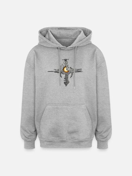 Sacred Fragment Moon – Mystic Sigil - Oversized Unisex Hoodie - heather grey