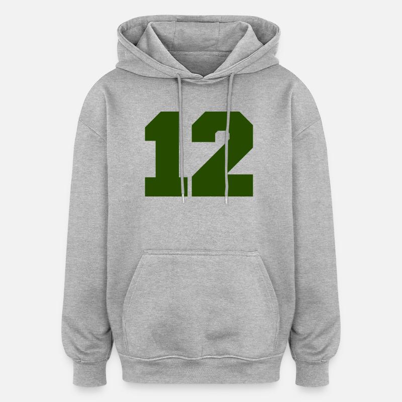 12- - Sweat à capuche oversize unisexe - gris chiné