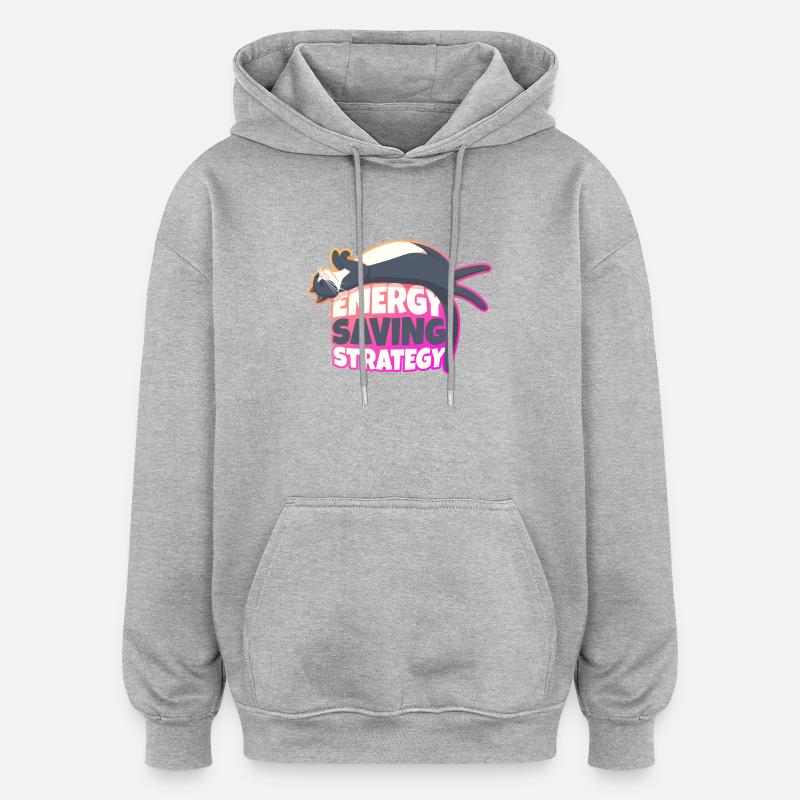 Energy Saving Strategy Cat - Oversized Unisex Hoodie - heather grey