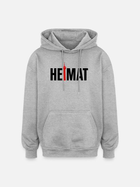 Heimat Düsseldorf Rheinturm - Oversized Unisex Hoodie - Grau meliert