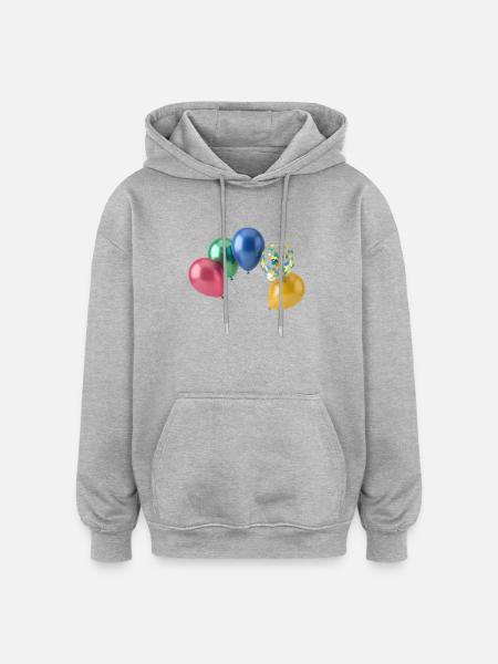 Bunte Luftballons - Oversized Unisex Hoodie - Grau meliert