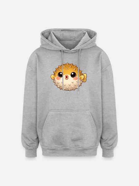 Kugelfisch - Oversized Unisex Hoodie - Grau meliert