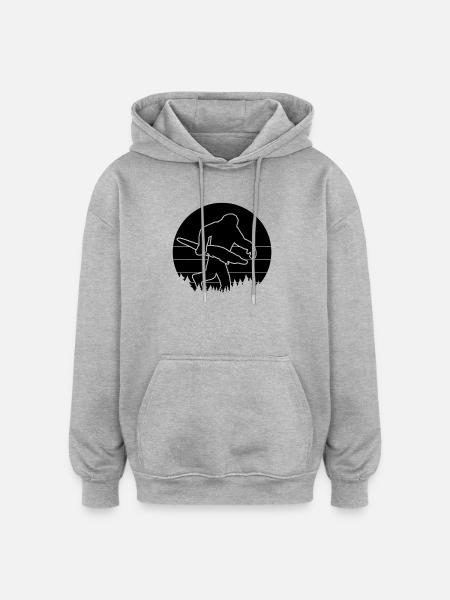 Bigfoot mit Alligator Silhouette - Oversized Unisex Hoodie - Grau meliert