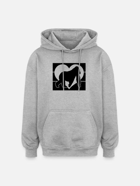 Monkey Heart Silhouette - Oversized Unisex Hoodie - heather grey