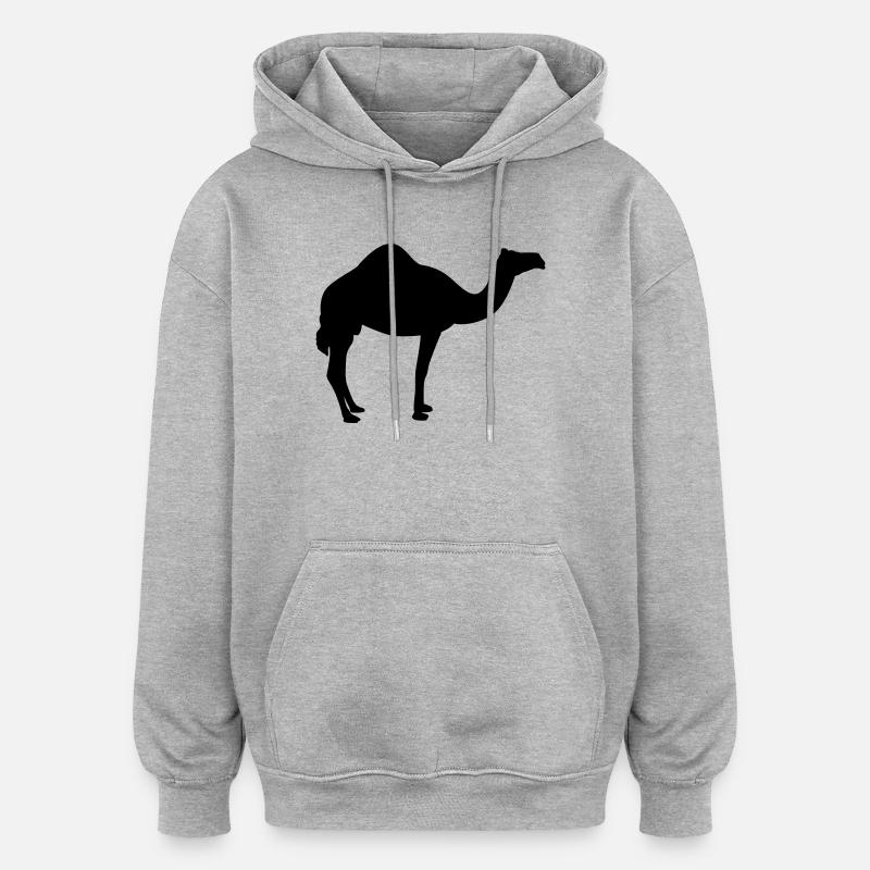 Kamel | Wüste | Dubai | Wüstenschiff - Sweat à capuche oversize unisexe - gris chiné